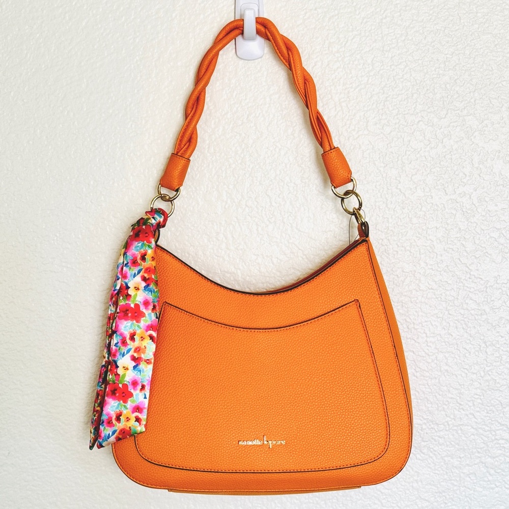 Nanette Lepore “Nella” Twisted Handle Short Shoulder Orange Handbag NEW NWT